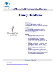 Fort McCoy Child, Youth and School Services  Family Handbook .  .
