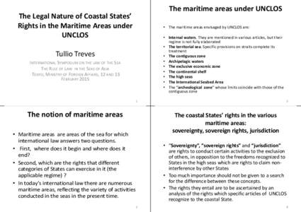 The maritime areas under UNCLOS  The Legal Nature of Coastal States’ Rights in the Maritime Areas under UNCLOS