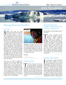 ASA ArcticNet Student Association[removed]Volume 4, Number 2  ASA Newsletter