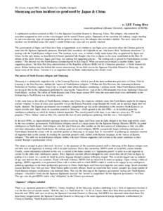 The Seiron, August 2002, Sankei Sinbun Co. (Slightly abridged)  Shenyang asylum incident co-produced by Japan & China   By LEE Young Hwa (associate professor at Kansai University, representative of RENK)