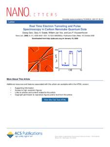 Subscriber access provided by TECHNICAL UNIV OF DELFT  Letter Real Time Electron Tunneling and Pulse Spectroscopy in Carbon Nanotube Quantum Dots