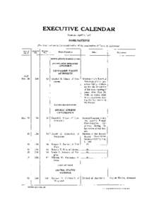 EXECUTIVE CALENDAR Tuesday, April 1, 1947 NOMINATIONS [Pending busines~ is the consideration of the nomination of David E. Lilienthal] Date of