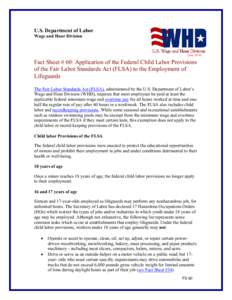 U.S. Department of Labor Wage and Hour Division (July[removed]Fact Sheet # 60: Application of the Federal Child Labor Provisions