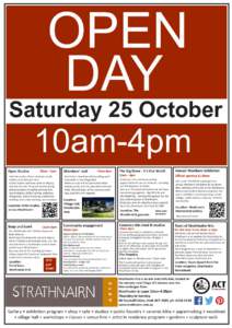 OPEN DAY Saturday 25 October  10am-4pm