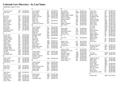 Colorado Law Directory - by Last Name Wednesday, August 13, 2014 A Aaronson, Norman Avelis, Diana