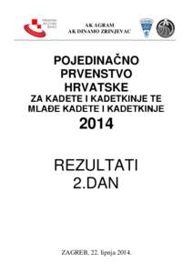 AK AGRAM AK DINAMO ZRINJEVAC POJEDINAČNO PRVENSTVO HRVATSKE