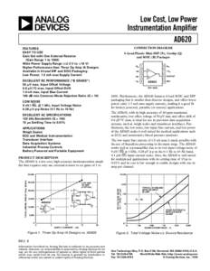 AD620 Low Cost, Low Power Instrumentation Amplifier Data Sheet (REV. E)