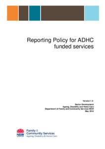 Sub-contracting and Brokerage Policy for ADHC funded services