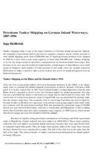 Petroleum Tanker Shipping on German Inland Waterways, [removed]Ingo Heidbrink