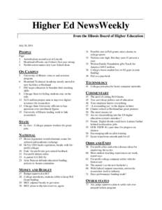 Higher Ed NewsWeekly from the Illinois Board of Higher Education July 28, 2011 PEOPLE Page