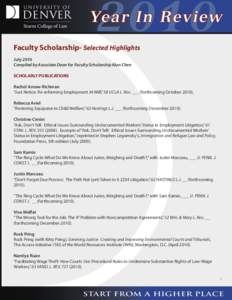 2010  Year In Review Faculty Scholarship- Selected Highlights July 2010 Compiled by Associate Dean for Faculty Scholarship Alan Chen