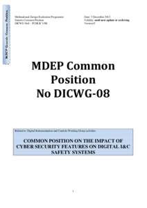 MDEP Generic Common Position  Multinational Design Evaluation Programme Generic Common Position DICWG No8 – PUBLIC USE