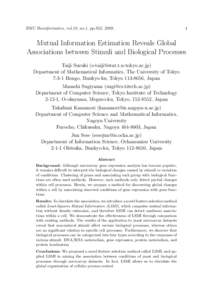 BMC Bioinformatics, vol.10, no.1, pp.S52, Mutual Information Estimation Reveals Global Associations between Stimuli and Biological Processes