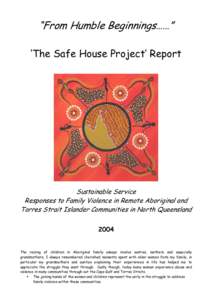 Sustainable Service Responses to Family Violence in Remote Aboriginal and Torres Strait Islander Communities in North Queensland