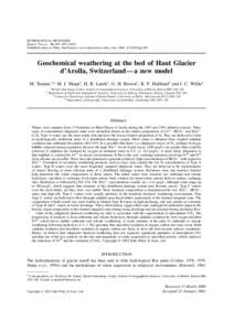 HYDROLOGICAL PROCESSES Hydrol. Process. 16, 959–Published online in Wiley InterScience (www.interscience.wiley.com). DOI: hyp.309 Geochemical weathering at the bed of Haut Glacier d’Arolla, Switzer