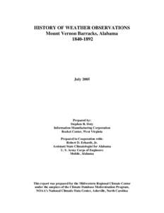 WEATHER OBSERVING HISTORY FOR