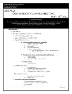 Arkansas Motor Vehicle Commission 101 East Capitol, Suite 204 Little Rock, ARAGENDA COMMISSION BUSINESS MEETING