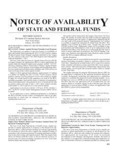OTICE OF AVAILABILITY NOF STATE AND FEDERAL FUNDS REVISED NOTICE Division of Criminal Justice Services Four Tower Place