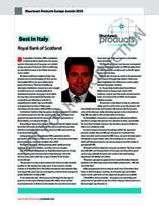 ON  Structured Products Europe Awards 2010 Best in Italy