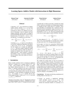 Learning Sparse Additive Models with Interactions in High Dimensions  Hemant Tyagi ETH Z¨urich  Anastasios Kyrillidis