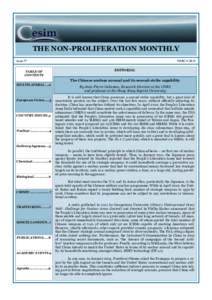 THE NON-PROLIFERATION MONTHLY Issue 77 TABLE OF CONTENTS