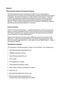 Chapter 3 Pharmaceutical Industry Development Program The Pharmaceutical Industry Development Program aims to encourage the development of an innovative and internationally competitive pharmaceutical industry in Australi