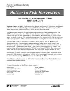 2010 GROUNDFISH Notice to Fishers - Winter_Flounder - Opening 4T8 and 4T2b for PEI