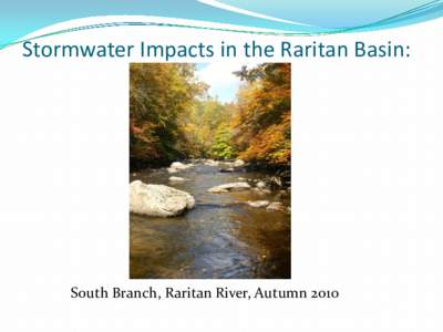 Stormwater Impacts in the Raritan Basin:  South Branch, Raritan River, Autumn 2010 Stormwater Impacts in the Raritan Basin: