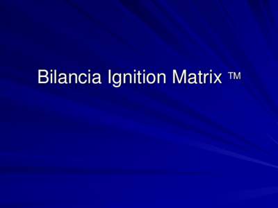 Bilancia Ignition Matrix TM  Bilancia Ignition MatrixTM Approach Developed by Lou Bilancia, P.E., Oregon This approach