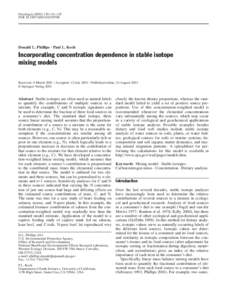 Oecologia:114–125 DOIs004420100786 Donald L. Phillips · Paul L. Koch  Incorporating concentration dependence in stable isotope