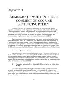 2002 Report on Cocaine and Federal Sentencing Policy