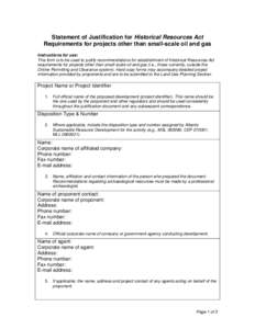 Microsoft Word - Guide to preparing Statement of Justification for Historical Resources Act Requirements for projects other tha