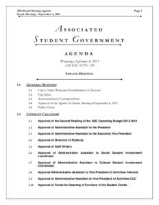 ASG Board Meeting Agenda Senate Meeting – September 4, 2013 Page 1  ASSOCIATED