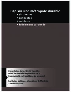 Présentation de M. Gérald Tremblay 3 décembre[removed]IPAM - Cap sur une métropole durable