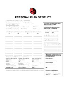 PERSONAL PLAN OF STUDY SAMPLE HIGH SCHOOL PERSONAL PLAN OF STUDY FOR: Name ____________________________ Graduation Year _____