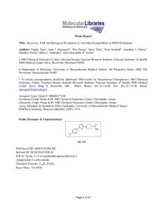 Probe Report: Discovery, SAR and Biological Evaluation of Aryl-thiazol-piperidines as SMN Modulators