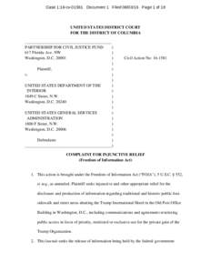 Case 1:16-cvDocument 1 FiledPage 1 of 18  UNITED STATES DISTRICT COURT FOR THE DISTRICT OF COLUMBIA __________________________________________ PARTNERSHIP FOR CIVIL JUSTICE FUND