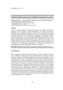 VIVECHAN IJR, Vol.1, 2010  Feedback Based Framework for Flexibility Management & Control Durgesh Sharma1*, Ajay Singholi2, Mohammad Ali3 and Chitra Sharma2 1
