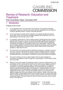 Review of research education and treatment - first consultation - November 2007