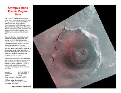 Shield volcanoes / Olympus Mons / Tharsis Montes / Tharsis / Volcano / Caldera / Volcanism on Mars / Arsia Mons / Geology / Volcanology / Geomorphology