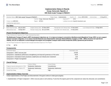 Report No: ISR15694  The World Bank Implementation Status & Results  Public Disclosure Copy