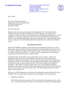 Office of Labor-Management Standards Chicago District Office Federal Office Building 230 South Dearborn Street, Suite 774 Chicago, IL[removed]7160 Fax: ([removed]