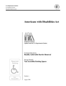 U.S. Department of Justice Civil Rights Division Disability Rights Section Americans with Disabilities Act