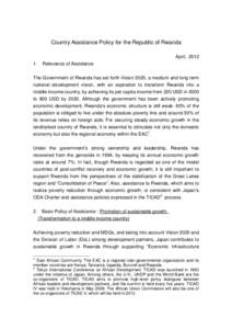 Country Assistance Policy for the Republic of Rwanda April, [removed]Relevance of Assistance