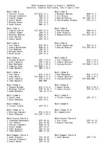 YDLU Southern South 2a Round:1 RESULTS Dartford, Central Park Arena, Sun 27 April 2014 Mu20 100m A 1 Terrell Craig 2 George Lockwood 3 Jaffer Adams