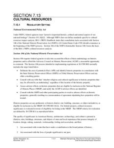 SECTION 7.13 CULTURAL RESOURCES[removed]REGULATORY SETTING