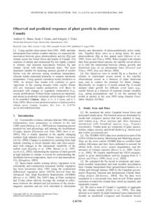 GEOPHYSICAL RESEARCH LETTERS, VOL. 32, L16710, doi:2005GL023646, 2005  Observed and predicted responses of plant growth to climate across Canada Andrew G. Bunn, Scott J. Goetz, and Gregory J. Fiske Woods Hole Res