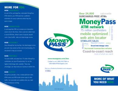 MORE FOR YOU. MORE CONVENIENCE Over 24,000  As part of the surcharge-free, nationwide MoneyPass