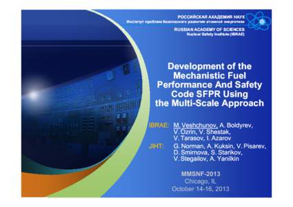 Development of the Mechanistic Fuel Performance and Safety Code SPFR using the Multi-scale Approach