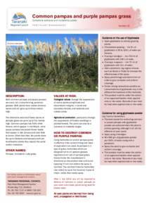 Common pampas and purple pampas grass Cortaderia selloana and Cortaderia jubata Number 13 Guidance on the use of Glyphosate  Apply glyphosate to actively growing